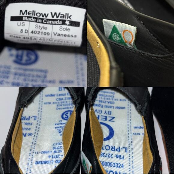 Mellow Walk Vanessa Slip On Shoes Steel Toe Heeled Woman's size 8 Black Leather - Picture 5 of 16